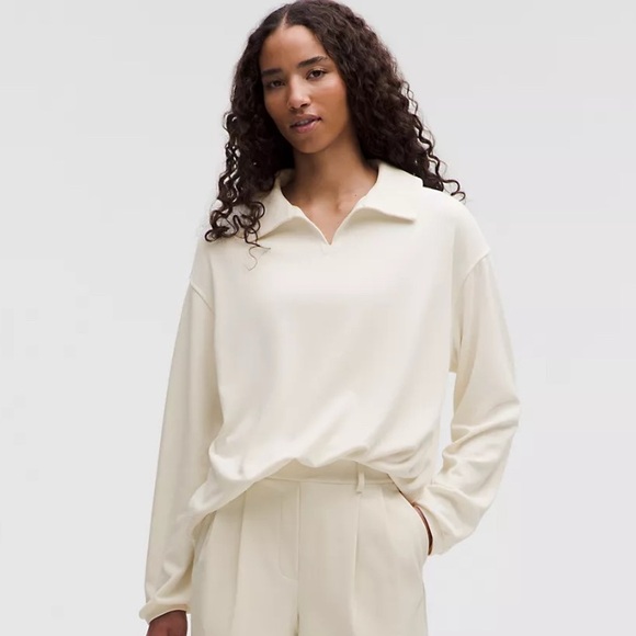lululemon athletica Tops - NWT 🍋 Lululemon Softstreme Pique Oversized Long-Sleeve Polo - Small